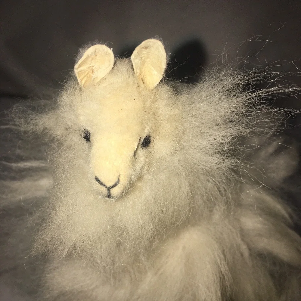 Standing Mom and Baby Alpaca stuffed with Authentic Alpaca Fur 7